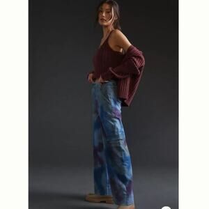 Pilcro High-Wide Aviator Pants | Size 31 | Tie-Dye Camouflage Denim